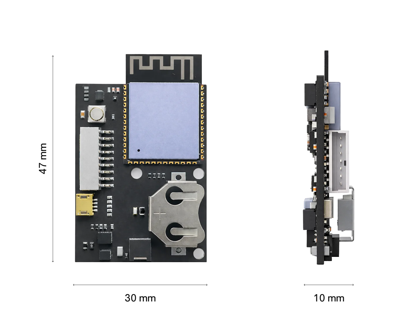 Ermit Secure IoT Module with dimensional references.